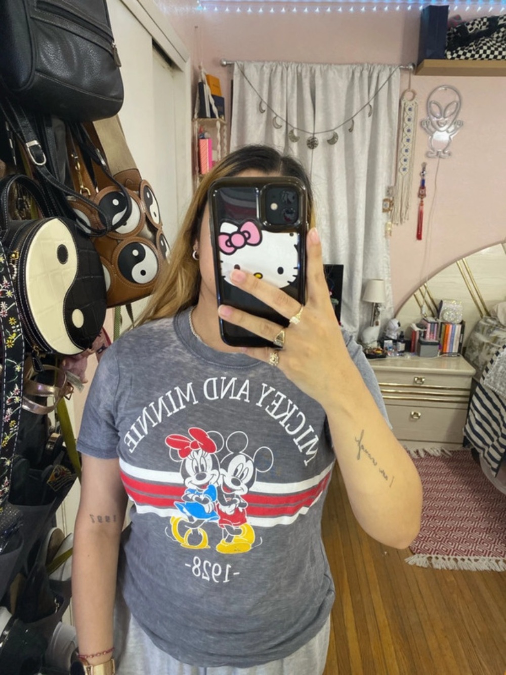 Disney Gray Mickey and Minnie Graphic Short Sleeve Tee